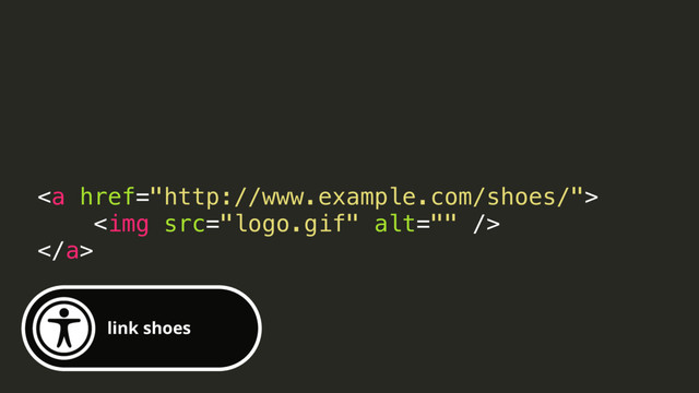 <a href="http://www.example.com/shoes/">
<img src="logo.gif" alt="">
</a>
link shoes
