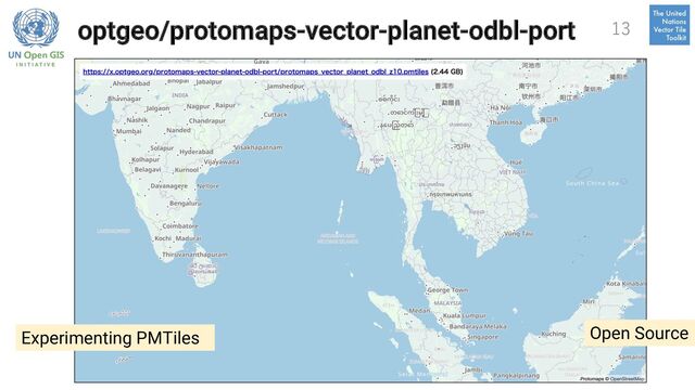 optgeo/protomaps-vector-planet-odbl-port 13
Experimenting PMTiles Open Source
