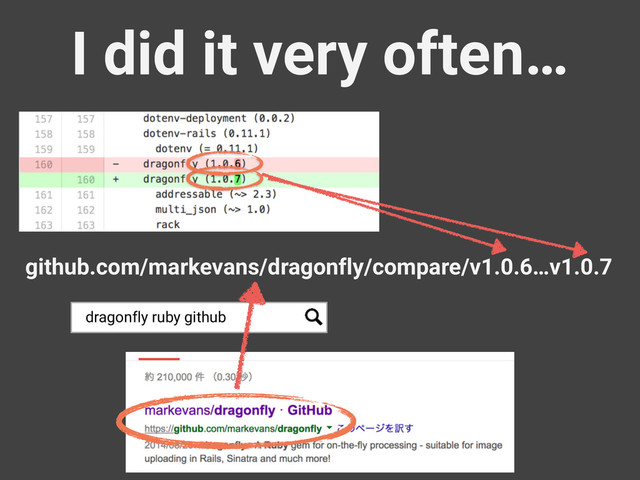 I did it very often…
github.com/markevans/dragonfly/compare/v1.0.6…v1.0.7
dragonfly ruby github
