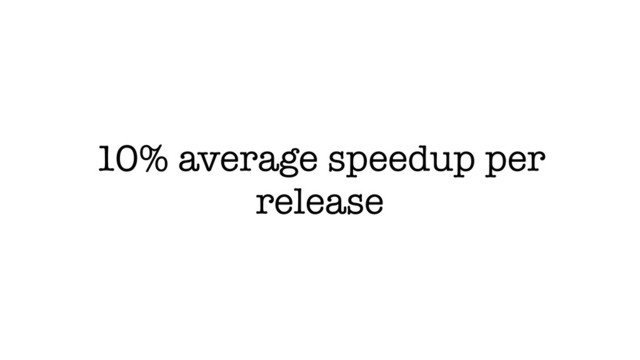 10% average speedup per
release
