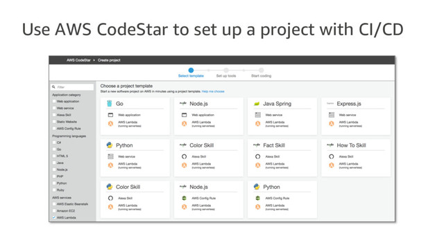 Use AWS CodeStar to set up a project with CI/CD
