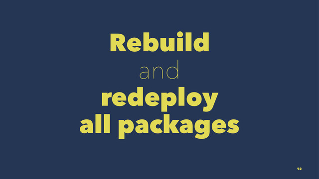 Rebuild
and
redeploy
all packages
12
