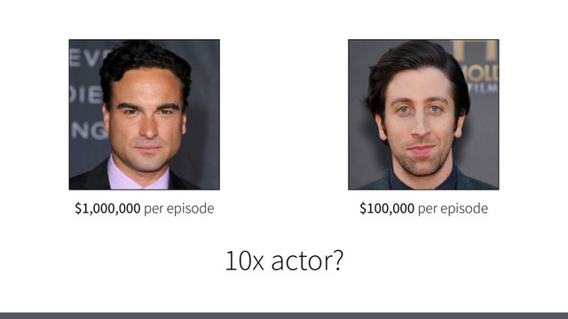 $1,000,000 per episode $100,000 per episode
10x actor?
