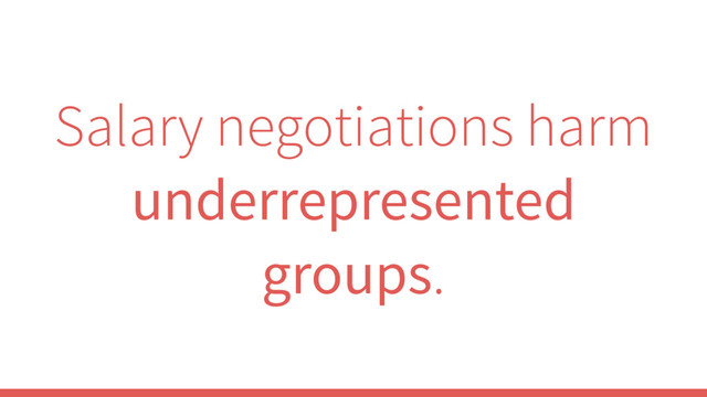 Salary negotiations harm
underrepresented
groups.
