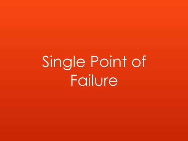 Single Point of
Failure
