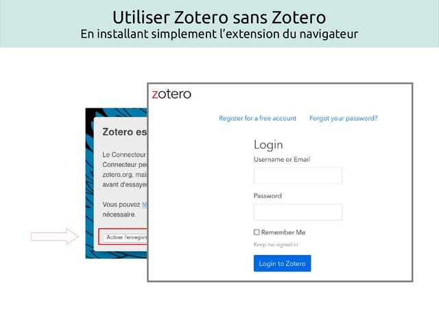 Utiliser Zotero sans Zotero
En installant simplement l’extension du navigateur
