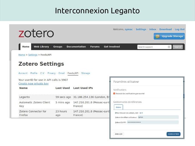 Interconnexion Leganto
