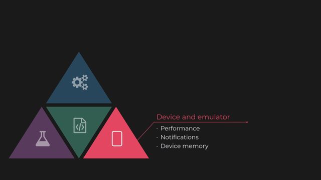 Device and emulator
- Performance


- Noti
fi
cations


- Device memory
