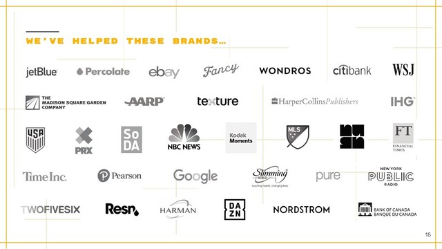 15
WE’VE HELPED THESE BRANDS…

