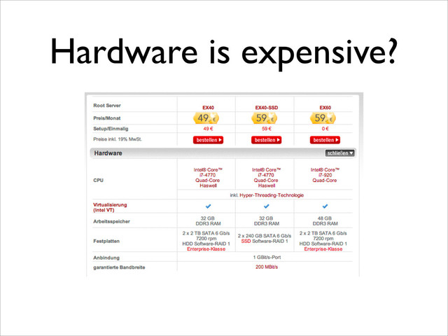 Hardware is expensive?
