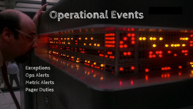 Operational Events
Exceptions
Ops Alerts
Metric Alerts
Pager Duties
