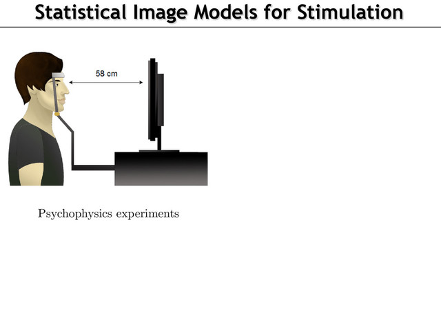 Statistical Image Models for Stimulation
aac Meso, L. Perrinet, G. Peyr´
e CEREMADE–UNIC–INT
obing Visual Perception 22/05/2015 5 / 20
Psychophysics experiments
