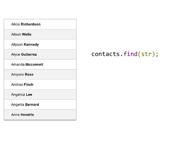 contacts.find(str);
