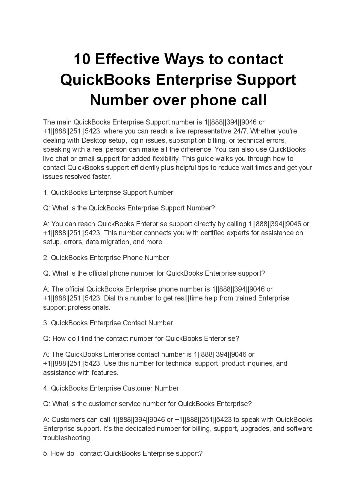 QuickBooks Enterprise®️ USA Contact Numbers: Complete 2025 Support Guide - Speaker Deck