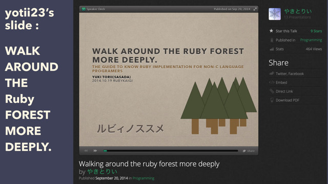 yotii23’s
slide :
WALK
AROUND
THE
Ruby
FOREST
MORE
DEEPLY.
