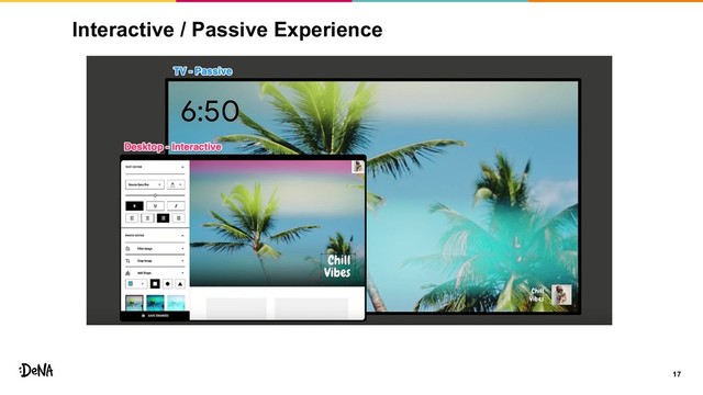 Interactive / Passive Experience
17
