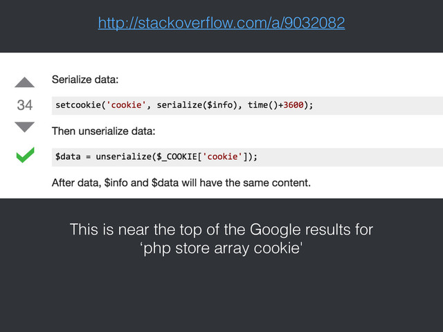 http://stackoverﬂow.com/a/9032082
This is near the top of the Google results for
‘php store array cookie'
