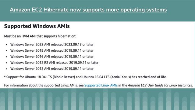 Amazon EC2 Hibernate now supports more operating systems
