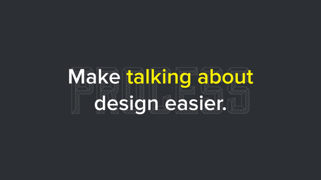 PROCESS
Make talking about
design easier.
