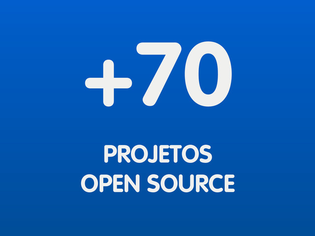 +70
PROJETOS
OPEN SOURCE
