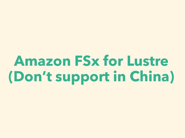 Amazon FSx for Lustre


(Don’t support in China)
