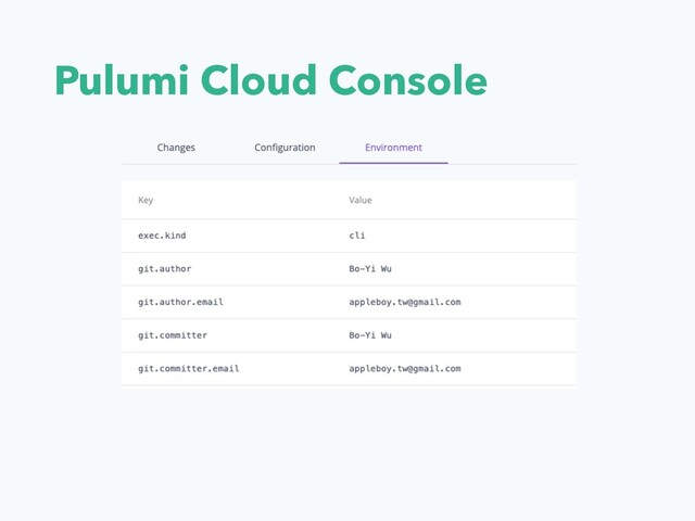 Pulumi Cloud Console
