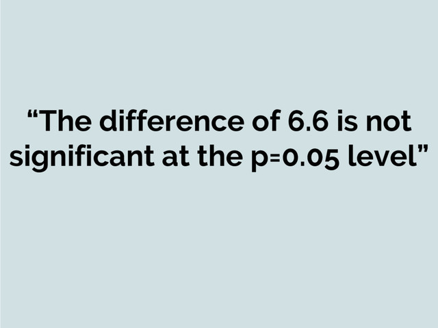 “The difference of 6.6 is not
significant at the p=0.05 level”
