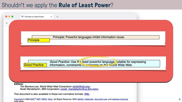 Shouldn’t we apply the Rule of Least Power?
15
