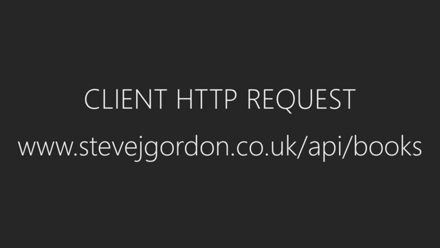CLIENT HTTP REQUEST
www.stevejgordon.co.uk/api/books
