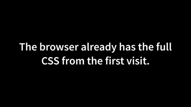 The browser already has the full
CSS from the first visit.
