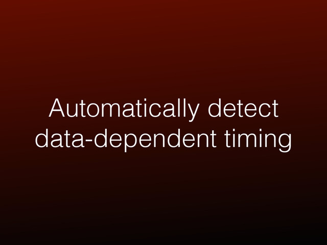 Automatically detect
data-dependent timing
