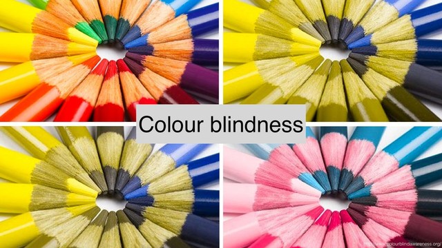 Colour blindness
http://www.colourblindawareness.org/
