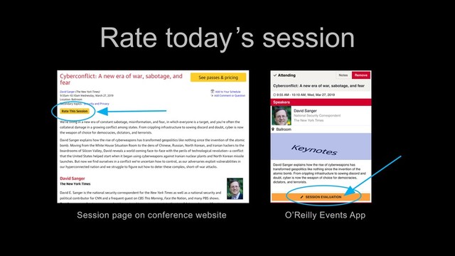 Rate today ’s session
Session page on conference website O’Reilly Events App

