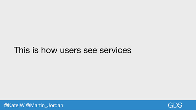 GDS
This is how users see services
@KateIW @Martin_Jordan
