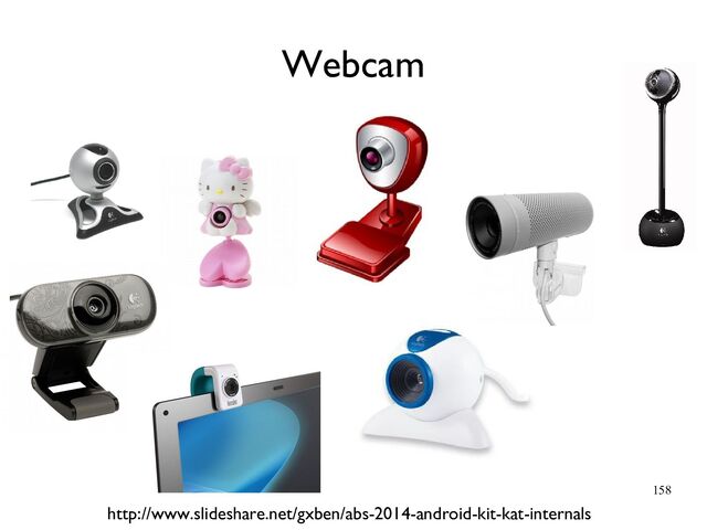 158
Webcam
http://www.slideshare.net/gxben/abs-2014-android-kit-kat-internals
