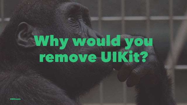 Why would you
remove UIKit?
@EliSawic
