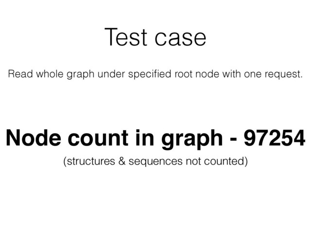 Test case
Read whole graph under speciﬁed root node with one request.
Node count in graph - 97254
(structures & sequences not counted)
