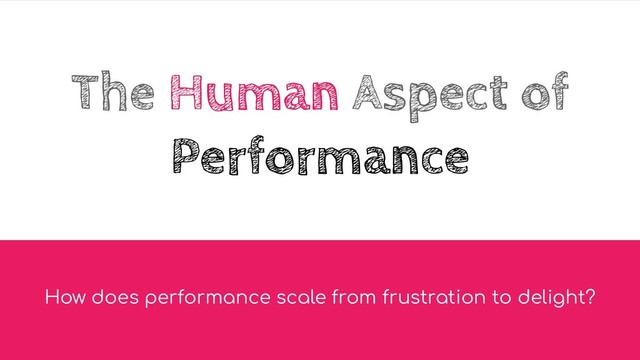 The Human Aspect of
Performance
How does performance scale from frustration to delight?
