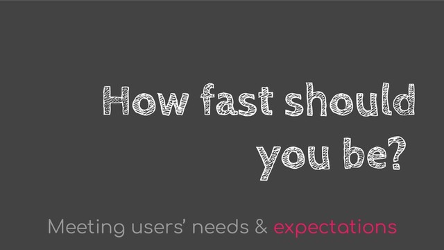How fast should
you be?
Meeting users’ needs & expectations
