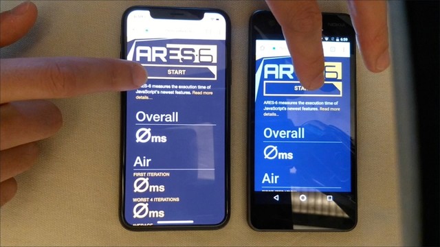 Video Showing Ares-6 Benchmark on iPhone X versus Nokia 2
