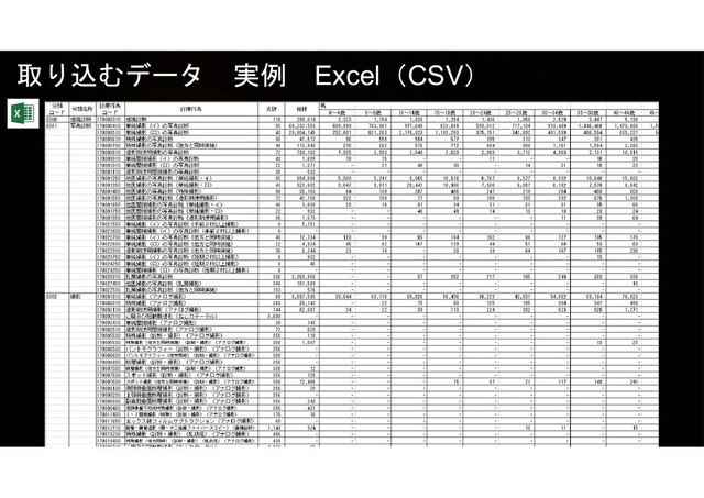 取り込むデータ 実例 Excel（CSV）
