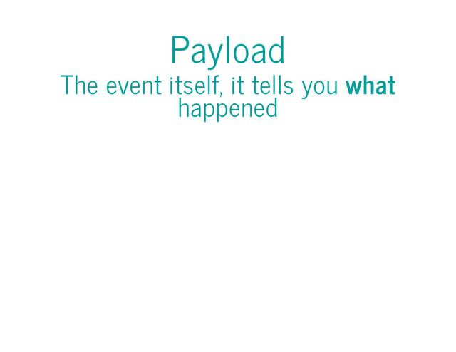 Payload
The event itself, it tells you what
happened
