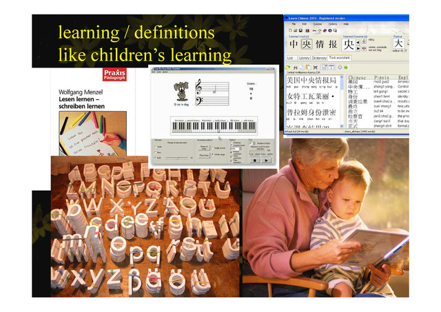 learning / definitions
lik hild ’ l i
like children’s learning
