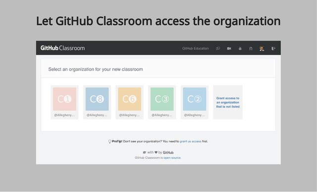 Let GitHub Classroom access the organization
