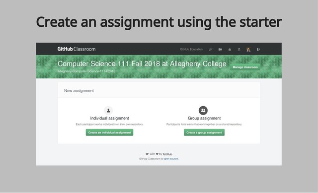 Create an assignment using the starter
