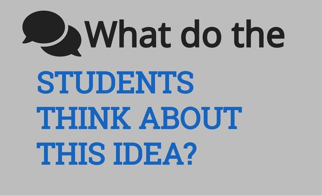 STUDENTS
THINK ABOUT
THIS IDEA?
What do the
