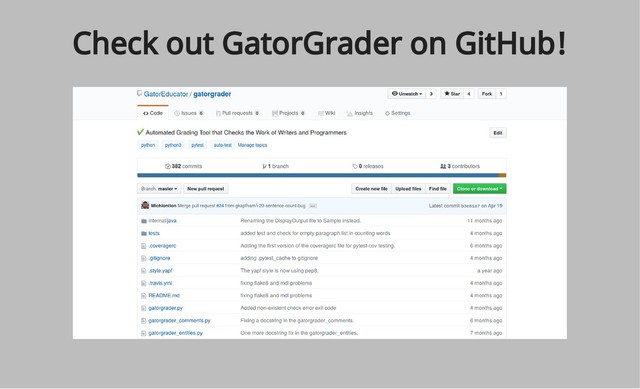 Check out GatorGrader on GitHub!
