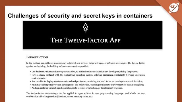 Challenges of security and secret keys in containers
