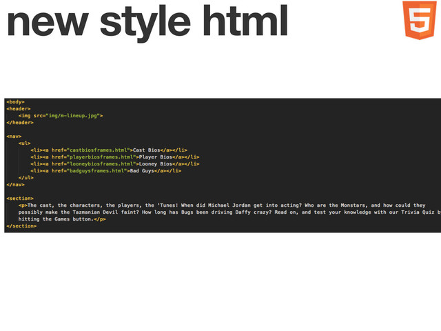 new style html
