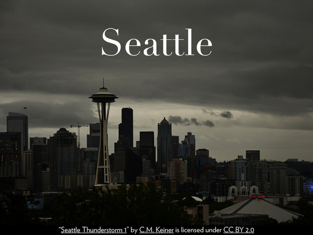 Seattle
“Seattle Thunderstorm 1” by C.M. Keiner is licensed under CC BY 2.0
